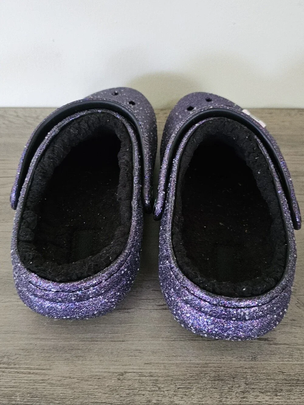 Crocs Classic Purple Space Glitter Plush Lined Clog Girl J1 Sandal Kuromi Charms